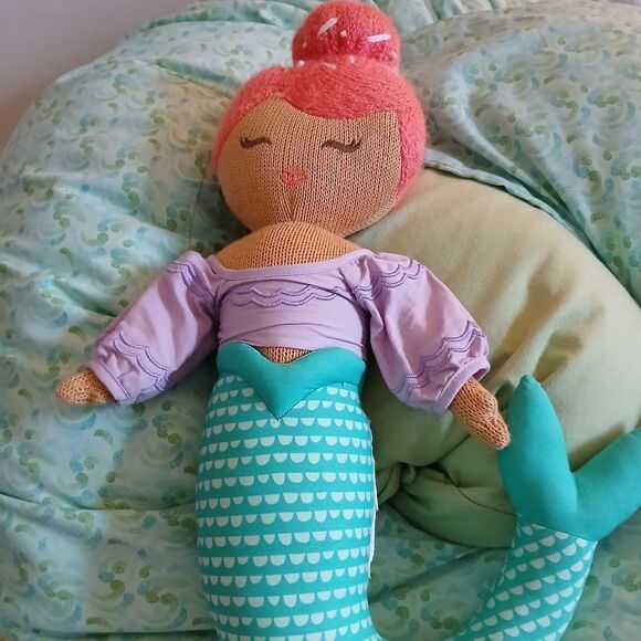 Pillowfort Knit Mermaid Plush 16” Decorative Pillow Toy Doll Kids Room Decor - Picture 4 of 8